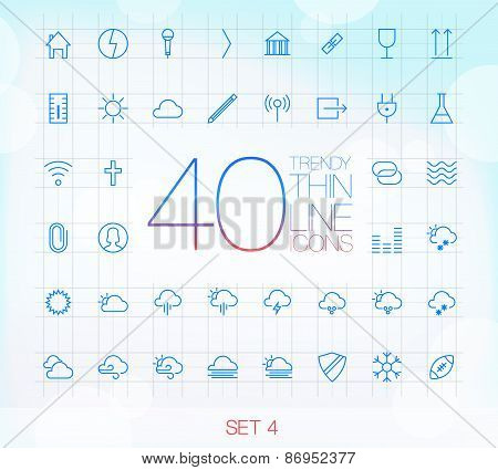 40 Trendy Thin Icons for web and mobile Set 4