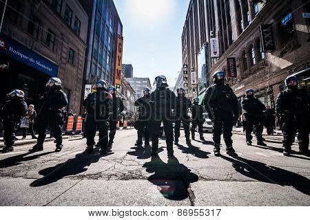 Epic Group Of Cops Ready To React In Case Of Problem With Protesters.