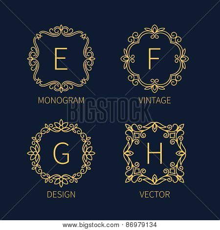 Set outline monograms frame.