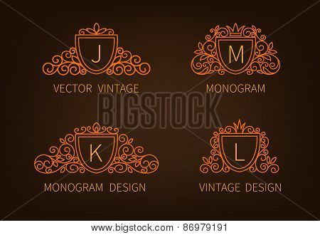 Set outline monograms frame.