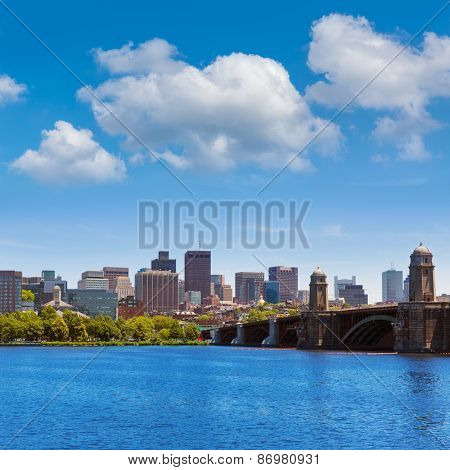 Boston from Longfellow Bridge in Massachusetts USA