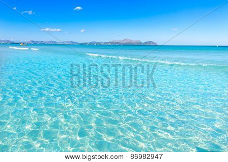 Mallorca Can Picafort beach in alcudia bay at Majorca Balearic islands of Spain