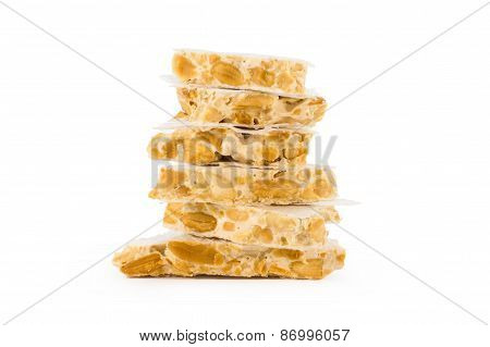 Tasty nougat with nuts on column