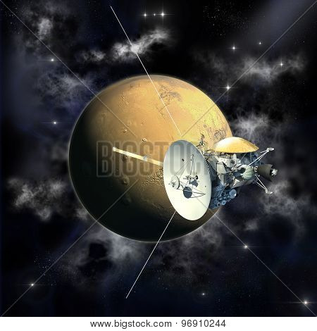 Cassini mission passing Mars