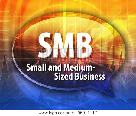 word speech bubble illustration of business acronym term SMB Small Medium-Sized Business
