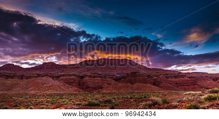 Beautiful Sunset Sky Over Butte