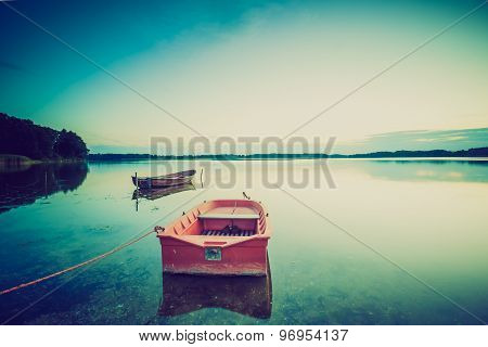Vintage Photo Of Beautiful Lake Sunset