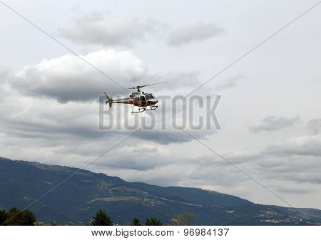 Thiene, Vicenza - Italy. 26Th July, 2015:small Helicopter For Sightseeing