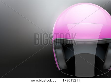 White and Pink womens Motorcycle Helmet. Transport background.