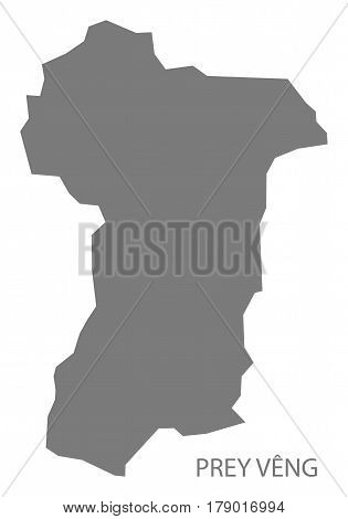 Prey Veng Cambodia Province Map Grey Illustration Silhouette