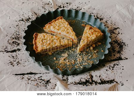 Shortcrust pastry pie in the form. Sweet pie