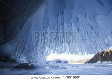 Ice Cave, Lake Baikal, Oltrek Island. Winter