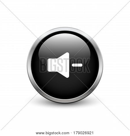 Low Volume black button with metal frame and shadow