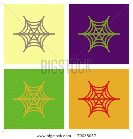 assembly of flat icons halloween spider's web