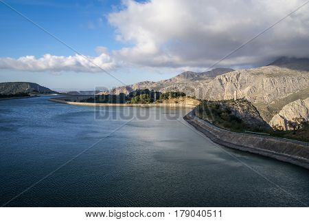 Landscape with a big lake, Garganta del Chorro, Andalusia,  Spain