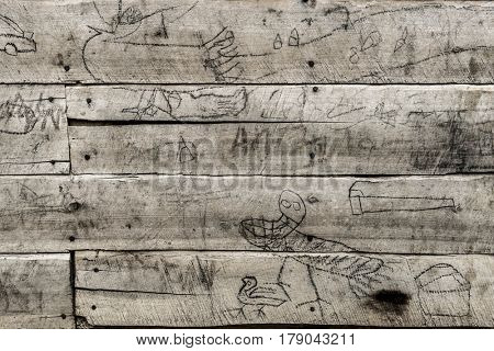 Handmade story on woodboard in Nord Kivu