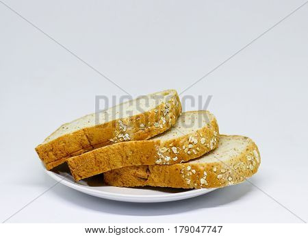 Slice Of Breads On The White Disc Isolate Background