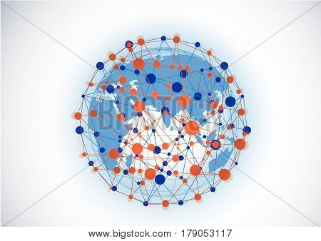 Technology koncept.Binary background . Vector Technology.Globe consisting of binary codes.Computer network.