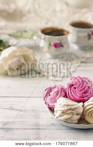 Zephyr (russian Marshmallow) On Light Wooden Table