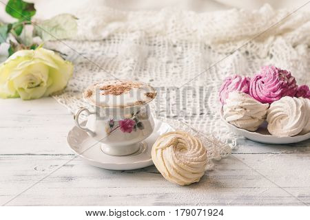 Zephyr (russian Marshmallow) On Light Wooden Table