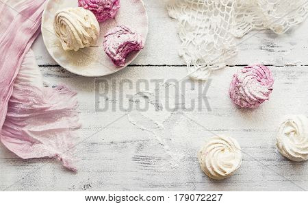 Zephyr (russian Marshmallow) On Light Wooden Table