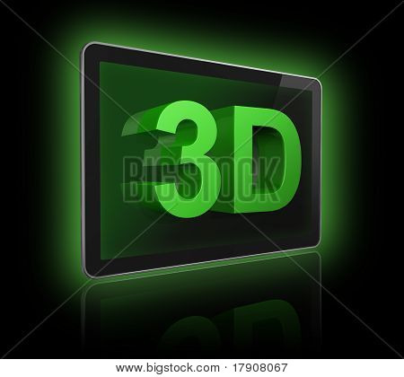 Schermo del televisore 3D con 3D testo