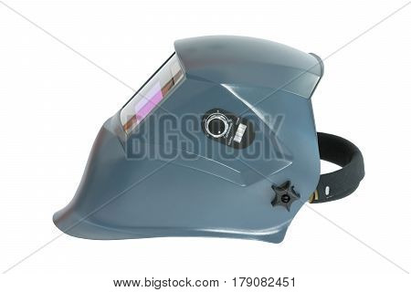 Blue protective mask whith hardened glass for welding, isolate