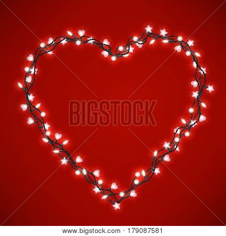 Happy Valentine's Day card with beaytiful bright heart