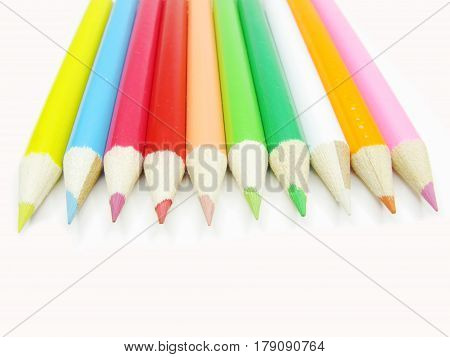 set of colored pencils for painting closeup