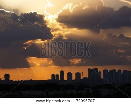 Sunset sky sun cloudscape landscape city architecture