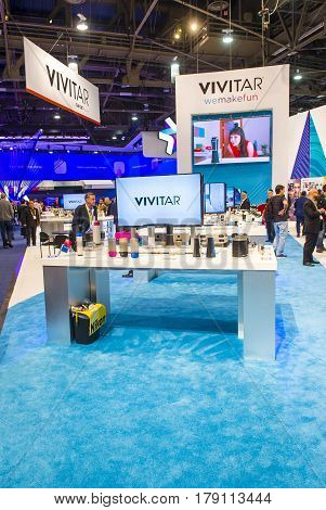LAS VEGAS - JAN 08 : The Vivitar booth at the CES show held in Las Vegas on January 08 2017 CES is the world's leading consumer-electronics show.