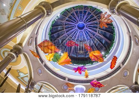 LAS VEGAS - OCT 05 : The interior of Palazzo hotel and Casino on October 05 2016 in Las Vegas. Palazzo hotel opened in 2008 and it is the tallest completed building in Las Vegas