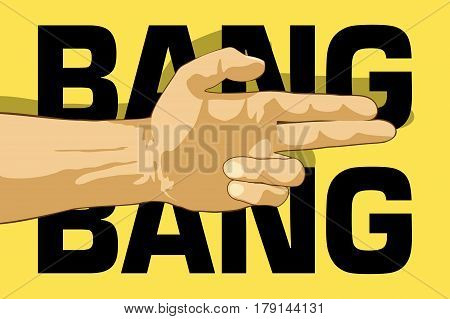 Bang bang hand. Gun hand gesture. Flat vector illustration