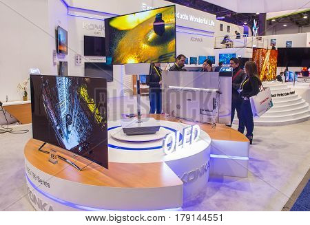 LAS VEGAS - JAN 08 : The Konka booth at the CES show held in Las Vegas on January 08 2017 CES is the world's leading consumer-electronics show.