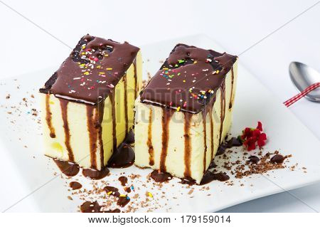 Egg Custard Cremeschnitte Pie With Chocolate