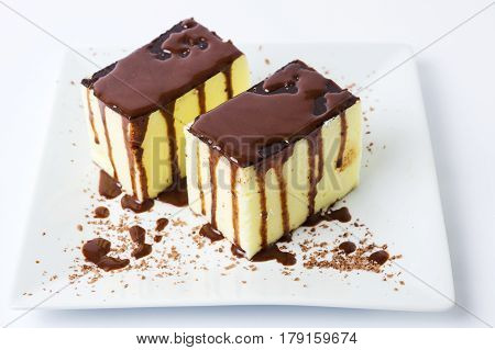 Egg Custard Cremeschnitte Pie With Chocolate