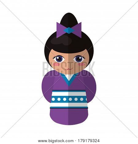 cute kokeshi doll traditional costume japanese vector illustration eps 10