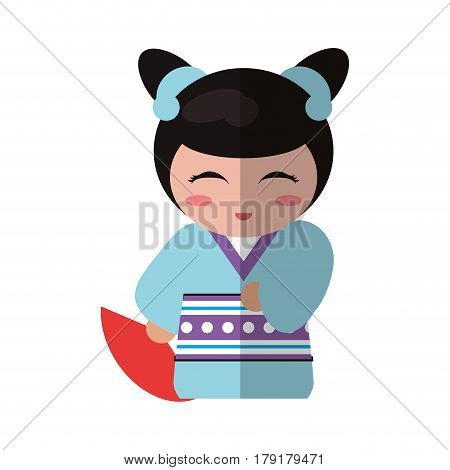 cute kokeshi doll traditional costume japanese vector illustration eps 10