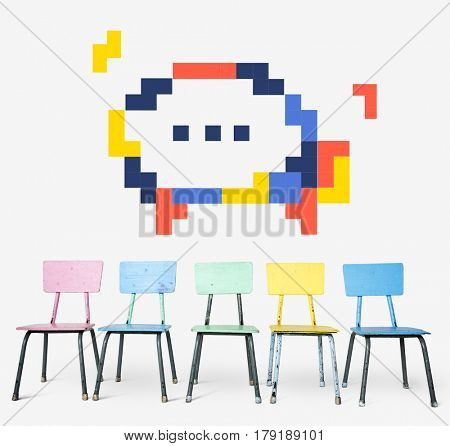 8 bit illustration of speech bubble communication icon