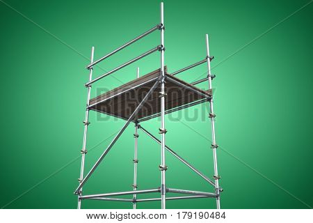 Three dimension image of scaffolding against green vignette