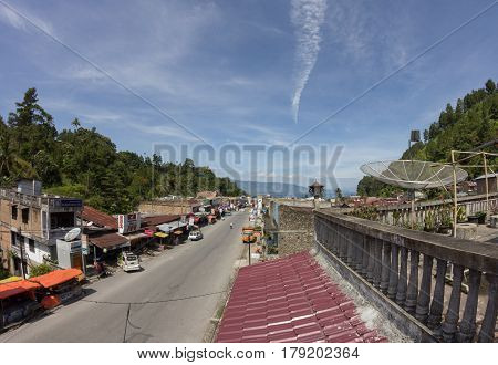 PARAPAT, NORTH SUMATRA, INDONESIA 09 MARCH 2012 : main street of Parapat city