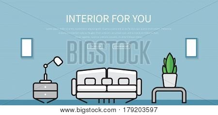 Template Header For A Web Site With Interior Design Of The Room