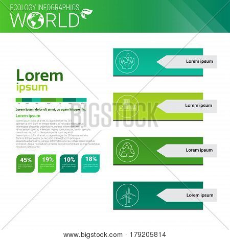 World Environmental Protection Green Energy Ecology Infographics Banner With Copy Space Vector Illustration