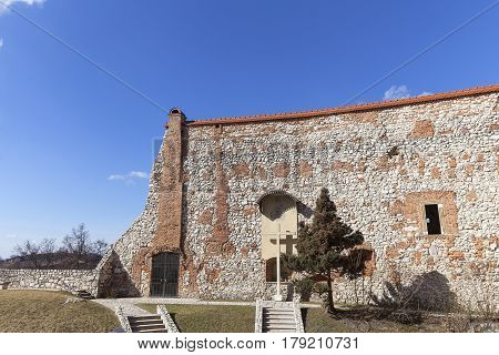 Benedictine abbey in Tyniec near Krakow fragment of the wall Poland
