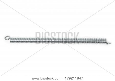 Metal spring isolated on white background, closep