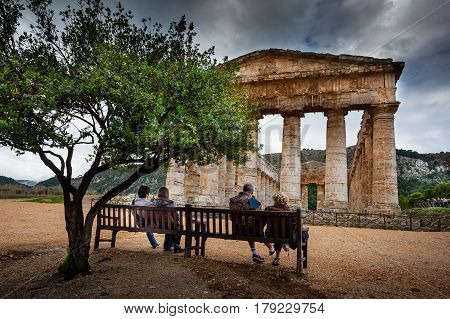 Greek Theatre Of Segesta, Historical Landmark In Sicily, Italy