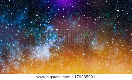 Deep space background with stardust and shining star. Milky way cosmic background. Star dust and pixie dust glitter space backdrop. Space stars and planet conceptual image.