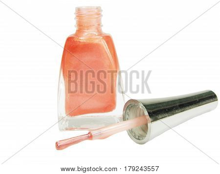 red nail laсquer cosmetic isolated on white