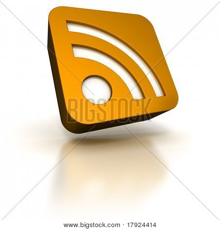 3D-kuvanluomista oranssi ikoni RSS-symboli