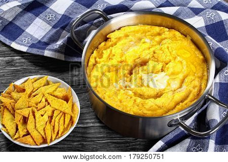 Polenta In Pan And Cornmeal Crackers